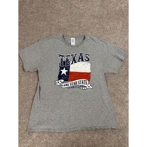 Delta Pro Weight Texas Lone Star State Graphic Tee Heather Gray L Short Sleeve